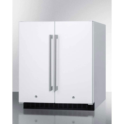 FFRF3075W 30" Compact Side by Side Refrigerator and Freezer with 5.4 cu. ft. Capacity Frost-Free Operation Factory Installed Lock LED Lighting Digital Thermostat Temperature and Door Alarm in White