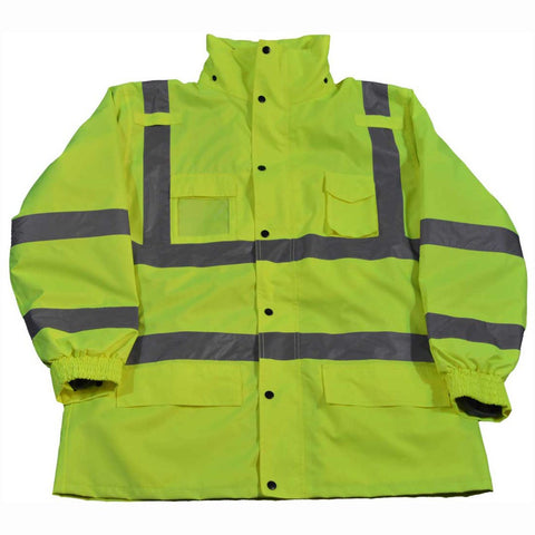 Petra Roc LPJ3IN1-C3-XL Rain Parka Waterproof 300D Oxford with Pu Coating ANSI/Isea Class 3 3-In-1 with Removable Thermal Fleece Jacket, X-Large, Lime