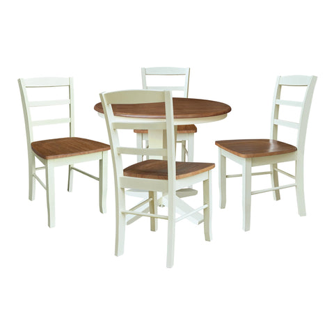 IC INTERNATIONAL CONCEPTS 36" Solid Wood Round Top Dining Table with 4 Chairs Multi Color