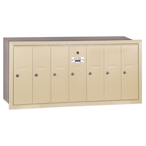 Vertical Mailbox (Includes Master Commercial Lock) - 7 Doors - Sandstone - Recessed Mounted - Private Access