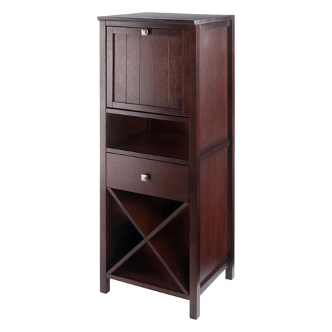 Oakestry Brooke Jelly Cupboard 4 Section Walnut Storage Cabinet with Shelves Doors Classic Wood Pantry Organizer for Kitchen Dining Living Room Home Furniture