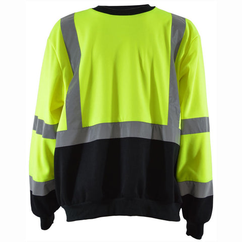 Petra Roc LBCSW-C3-S Crew Neck Two Tone ANSI Class 3 Sweatshirt, Small, Lime/Black