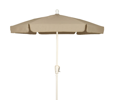 FiberBuilt Umbrellas Garden Umbrella, 7.5 Foot Beige Canopy and White Pole