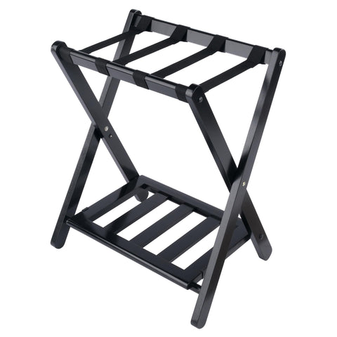 Winsome Raya Luggage Rack with Shelf, Black