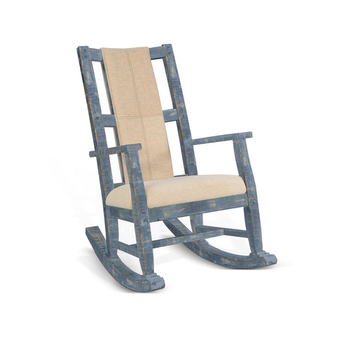 Sunny Designs Marina Mahogany Rocking Chair with Cushion Seat & Back in Blue