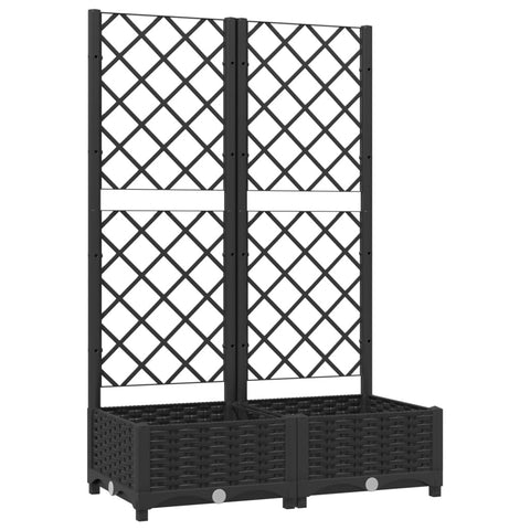 vidaXL Garden Planter with Trellis - Black Rectangular PP Planter with Integrated Support for Climbing Plants - 31.5"x15.7"x47.8"