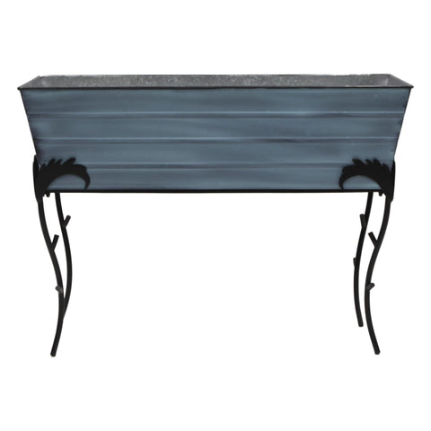 Oakestry Large Nantucket Blue Flower Box With Flora Metal Stand Raised Planter Indoor Outdoor Patio Balcony Garden Display Decorative Accent Durable Stylish 25 Inch Height for Home Décor