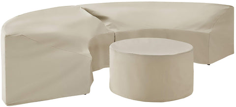 Catalina 3Pc Outdoor Furniture Cover Set Tan - 2 Round Sectional Sofas & Coffee Table