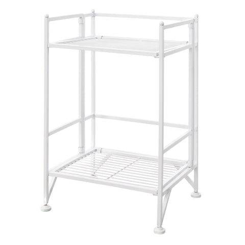 Convenience Concepts Xtra Storage Shelves - 2 Tier Folding Metal Organizer Shelf for Office, Closet, Laundry Room, Garage, Kitchen, Bathroom, & Bedroom, No Tools Assembly, White