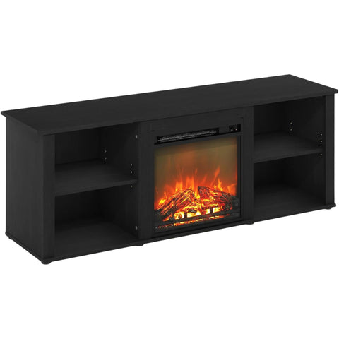 Oakestry 60-Inch TV Stand with Electric Fireplace, Americano Finish, Entertainment Center with Adjustable Shelves and Cable Management