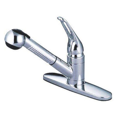 Kingston Brass KB70.SP Wyndham Kitchen Faucet with Deck Plate and Metal Lever Ha, Polished Chrome
