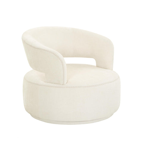 Pasargad Home Piagia Barrel Chair, Swivel Metal Base with Upholstery Round Chair for Living Room, Bedroom, Home Office, Beige