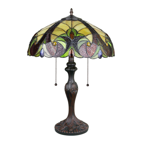Chloe Lighting Adia Victorian Tiffany-Syle Dark Bronze 2 Light Table Lamp 16" Wide