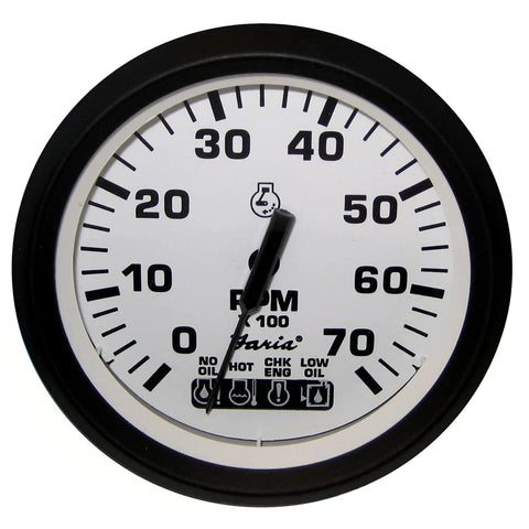 Faria Beede Instruments Faria 32950 Euro Tachometer 7 Gauge with System Check Indicator - White, 4"