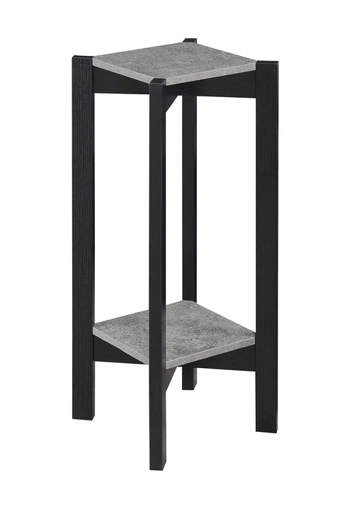 Convenience Concepts Planters & Potts Deluxe Square 31" Modern Stand for Plants, Vases, and Antiques, for the Living Room, Hallway, Entryway, Faux Cement/Black