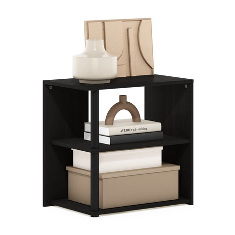 Furinno Romain Side Table, 2-Tier End Table with Open Shelf, Night Stand, Bedside Table, for Living Room, Bedroom, Espresso