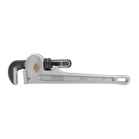 Ridgid 47057 Model 812 Aluminum Straight Pipe Wrench, 12-inch Plumbing Wrench, Silver, Small