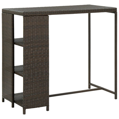 vidaXL Modern Brown Bar Table with 3-Tier Storage Rack, Sturdy PE Rattan and Steel Construction, Convenient Lightweight Design, Suitable for Homes, Gardens, Bars, Restaurants