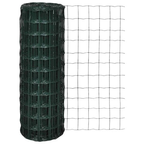 vidaXL Fence, Barrier Fence for Outdoor Garden Patio Yard Landscape, Metal Fence for Poultry, Wire Mesh Fencing, Steel 82ft x 3.9ft Green