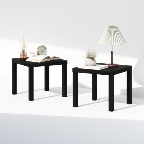 Furinno Classic Night Stand Set of 2, Triple Thick Tabletop Nightstand, Square Bedside Table, 1.8-in End Table, Side Table, Easy Assembly, for Bedroom, Closet, Black