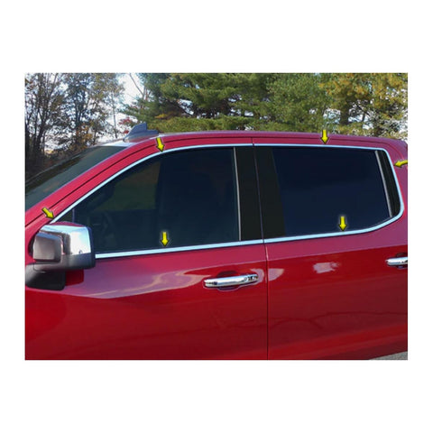 QAA is Compatible with 2019-2020 Chevrolet Silverado 12 Piece Stainless Window Trim Package, Includes Upper Trim, Window Sills, NO Pillar Posts WP59171