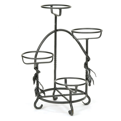 Oakestry Cascading Tiered Plant Stand Graphite Wrought Iron Metal Display for Pots Indoor Outdoor Garden Patio Balcony Floor Decor Multi Level Holder Modern Home Accent Stylish Vertical Storage Design