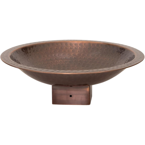 14-Inch Hammered Burnt Copper Birdbath Bowl for 4x4 Posts – Solid Brass Outdoor Garden Bird Bath with Antique Finish