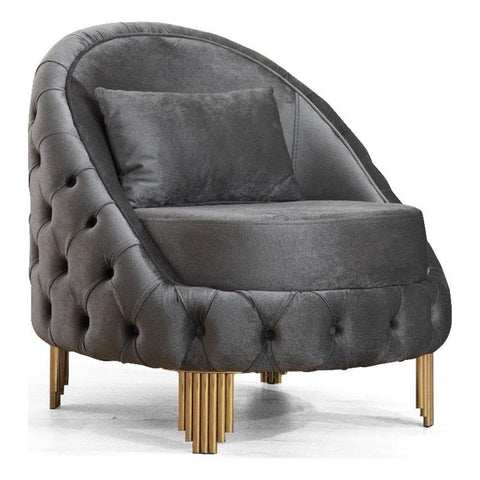 Galaxy Home Furnishings Vanessa Tufted Upholstery Chair Finished with Velvet Fabric in Gray