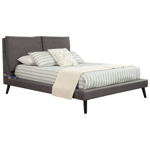Oakestry Gabriela Platform Bed Full Size Upholstered Low Profile Sleek Modern Design Padded Frame Sturdy Construction Bedroom Furniture Grey Fabric Easy Assembly No Box Spring Needed Durable Base