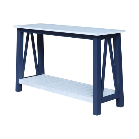 IC INTERNATIONAL CONCEPTS Surrey Solid Wood Console/Sofa Table in Blue/Antiqued Chalk