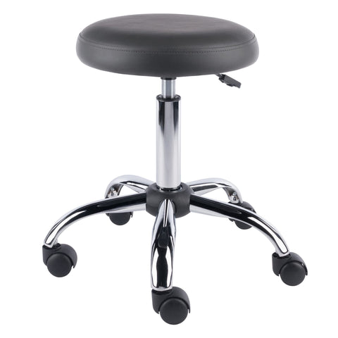 Winsome Wood Clyde Adjustable Cushion Seat Swivel Stool - Charcoal and Chrome