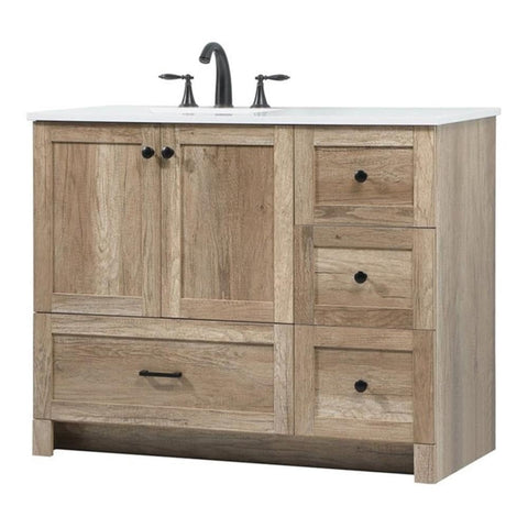 Elegant Decor Soma 42" Aluminum MDF Single Bathroom Vanity in Natural Oak