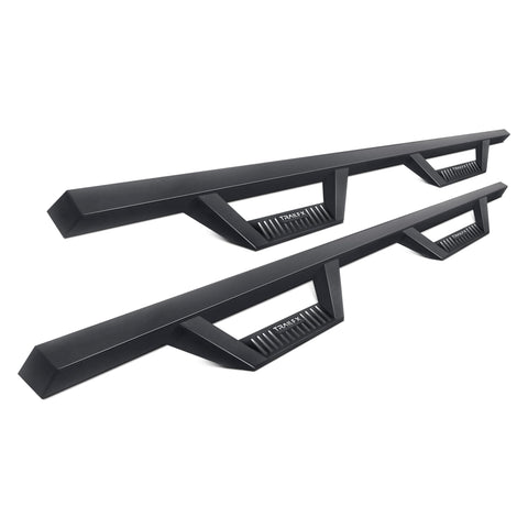 TrailFX Drop Hoop Nerf Bars with Drop Down Steps for Chevrolet Silverado 1500 Double Cab 2020-2025 Matte Black Powder Coated Steel Rocker Panel Mount TrailFX DHS005B