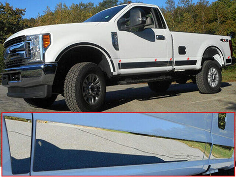 QAA is Compatible with 2017-2020 Ford F-250 & F-350 Super Duty 10 Piece Stainless Rocker Panel Trim, Upper Kit, 4.5" Width TH57320
