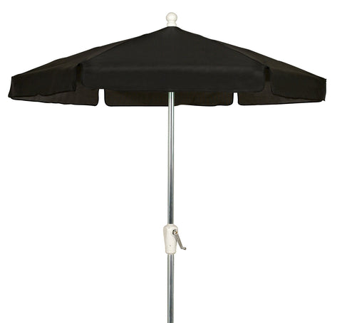 FiberBuilt Umbrellas Garden Umbrella with Push-Button Tilt, 7.5 Foot Black Canopy and Bright Aluminum Pole