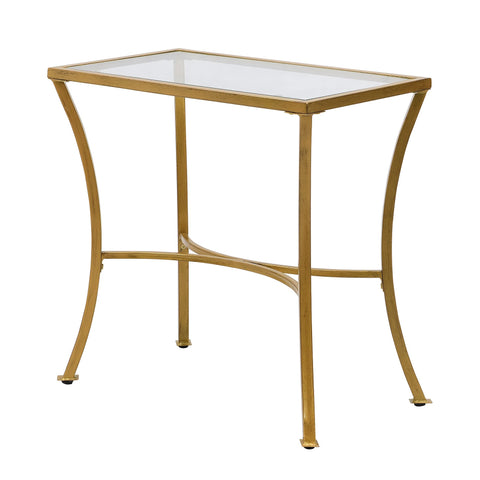 Palin Glass Top Accent Table - Antique Gold