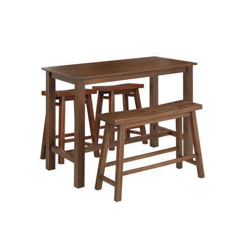 Boraam 4 Piece Sonoma Pub Table Set, Neutral Driftwood Gray Finish, Chestnut