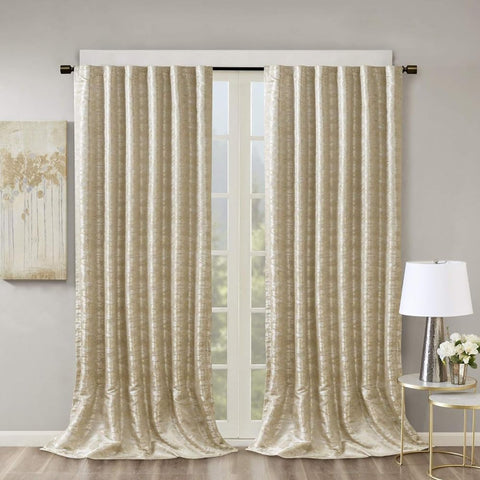 Oakestry Smart Cassius Single Blackout Curtain Window Marble Jacquard Design Elegant Treatment Panel Rod Pocket Top Panels for Bedroom, Gold, 50" X108"