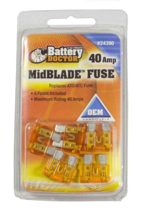 WirthCo 24390 Battery Doctor 40 Amp MidBlade Fuse, 5 Pack