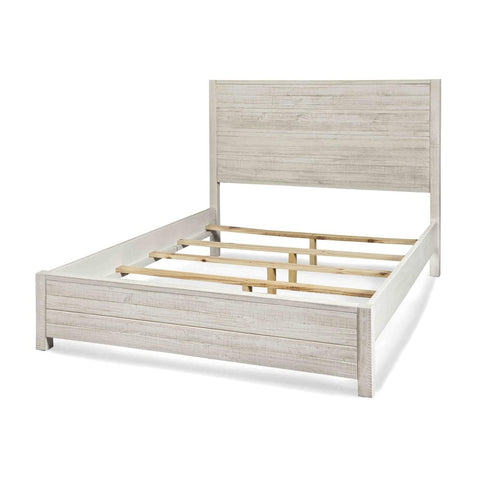 Fast Furnishings FarmHome Off White Solid Pine Platform Bed in Queen Size