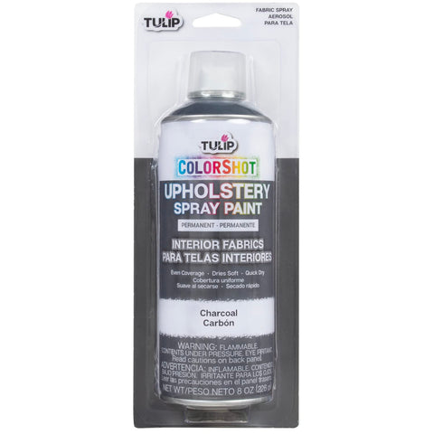 TULIP ColorShot Fabric Spray Paint for Upholstery, Permanent Spray-On Fabric Paint for Furniture, 8 oz, Charcoal Grey