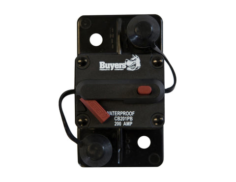 Buyers Products CB201PB 200 Amp Circuit Breaker with Manual Push-to-Trip Reset with Large Frame, Protect Accessory Circuits, Electrical Equipment for Dump Hoists, Salt Spreaders & More
