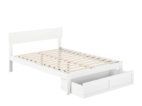 AFI Boston Full Size Platform Bed with Foot Drawer in White