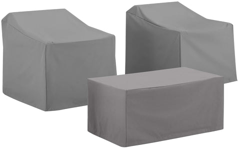 3Pc Outdoor Furniture Cover Set Gray - 2 Chairs & Coffee Table
