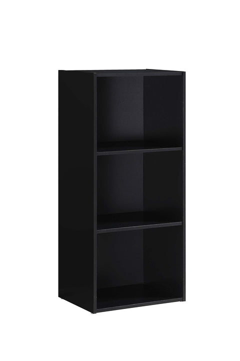 Hodedah Import 3 Shelf Bookcase, Black