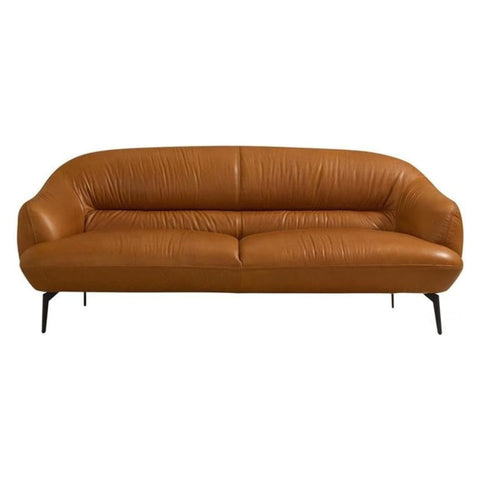 Oakestry Leather Upholstered Loveseat Cognac Modern Contemporary Sofa Comfortable Durable Elegant Living Room Furniture Stylish Seating Small Space Apartment Office Cozy Premium Home Decor