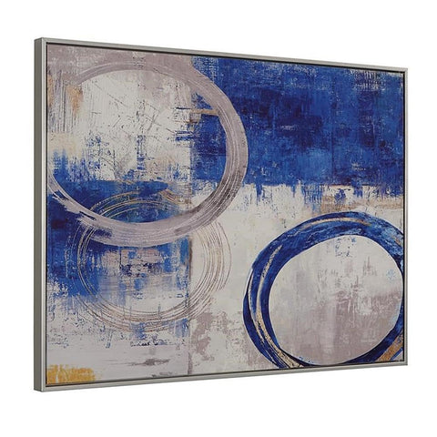 Carolina Classic Circle Abstract Wall Art 24 x 32 with Silver Frame in Blue