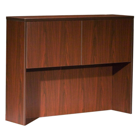 Oakestry Office Hutch with 2 Doors in Mahogany Finish Desktop Storage Cabinet for Home or Business, Traditional Design with Enclosed Shelving for Office Organization