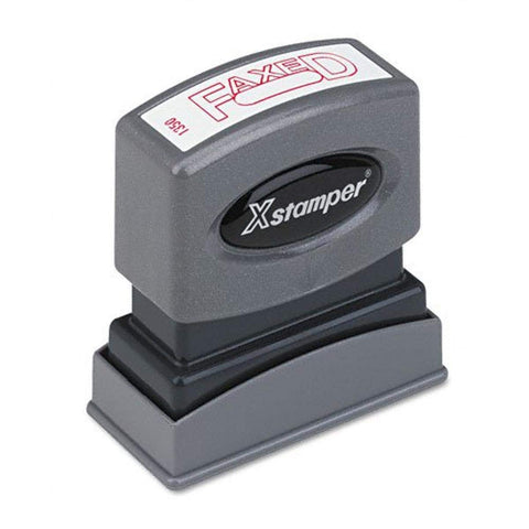 Xstamper One-Color Title Message Stamp, "Faxed, " Pre-Inked/Re-Inkable, Red (1350)
