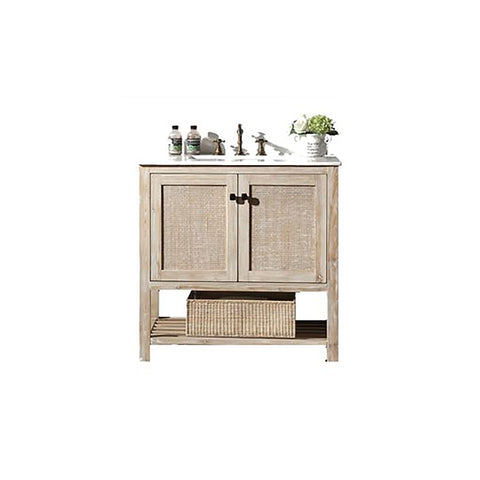 Legion Furniture WH5136 Solid Wood Sink Vanity with Marble Top & Without Faucet, 36", White Wash